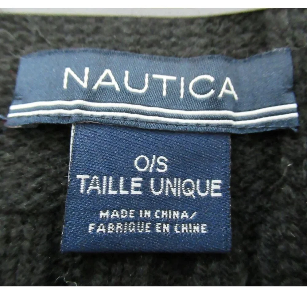 Nautica Men's Nylon Wool Blend Anchor Scarf, Black, One Size